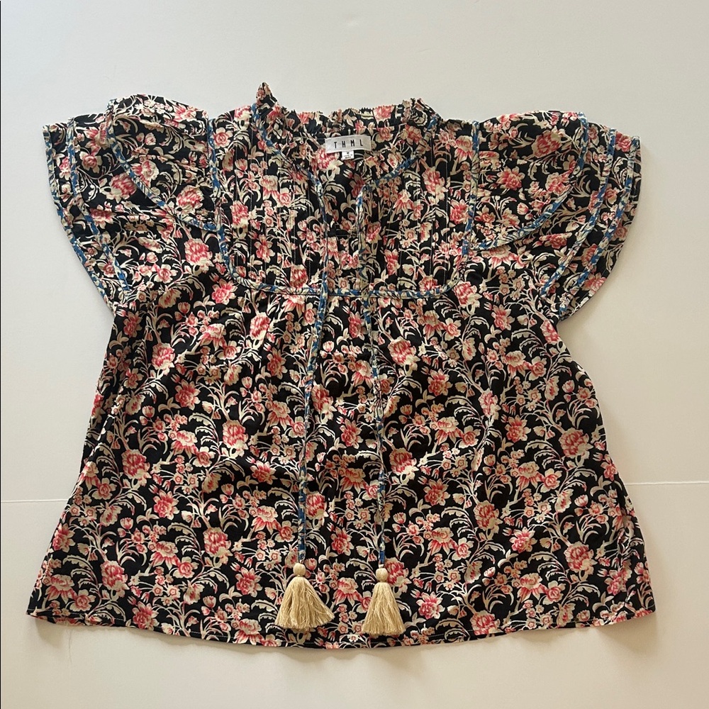 THML Floral Blouse with Tassels